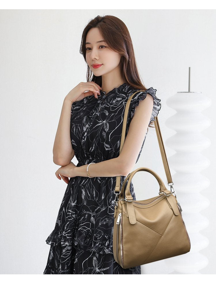 Women's bag three-way bag single shoulder crossbody handbag2025One-size-fits-all for summer PU Sewing Thread Zipper