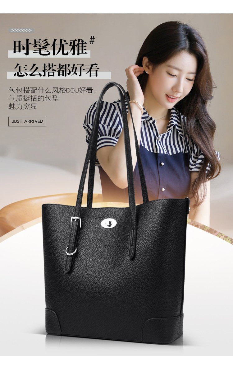 Average Size PU Zipper Shoulder Bag Women's Bag2025Autumn Tote Bag