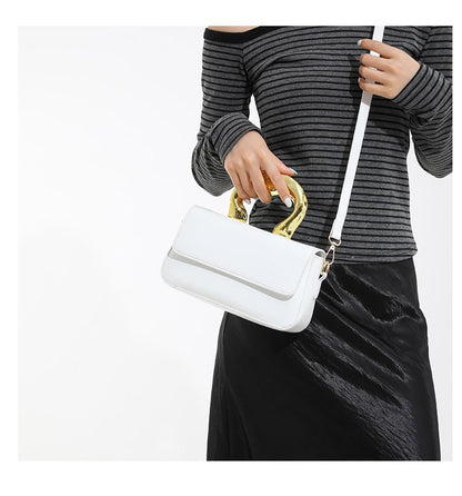 Shoulder Crossbody Handbag PU Women's Handbag Stitched Small Square Bag2025Summer Cover Style One Size