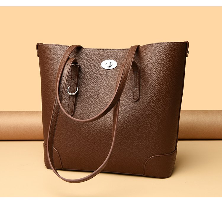Average Size PU Zipper Shoulder Bag Women's Bag2025Autumn Tote Bag
