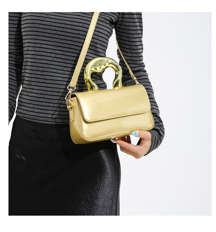 Shoulder Crossbody Handbag PU Women's Handbag Stitched Small Square Bag2025Summer Cover Style One Size