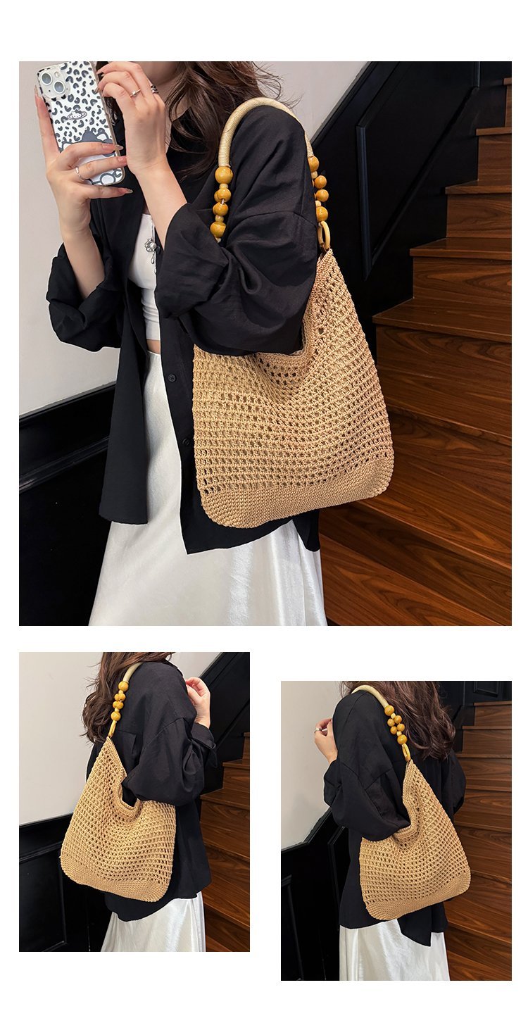 2025Summer woven bag one-size-fits-all women's bag single shoulder underarm bag magnetic clasp woven fabric