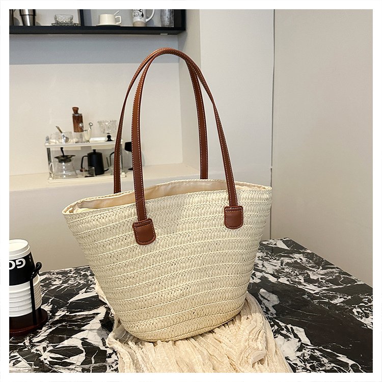 Straw Bag One Size2025Summer Straw Women's Bag Zipper Woven Tote Bag