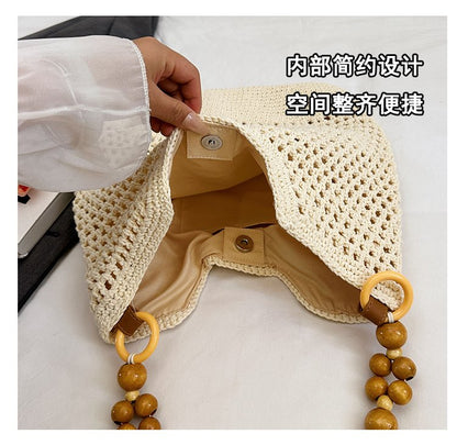 2025Summer woven bag one-size-fits-all women's bag single shoulder underarm bag magnetic clasp woven fabric