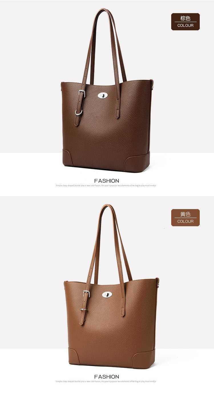 Average Size PU Zipper Shoulder Bag Women's Bag2025Autumn Tote Bag