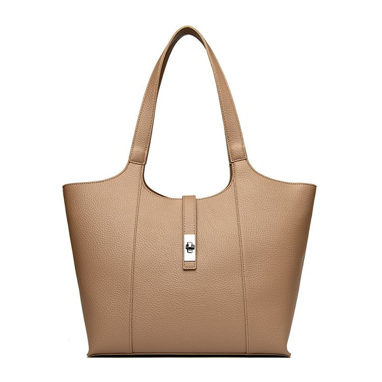 Shoulder Handbag2025Summer Stitched Tote Bag PU One Size Zipper Women's Bag