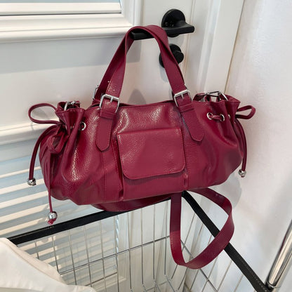One Size Women's Bag Zipper Tote Bag PU Stitched Single Shoulder Crossbody Handbag2025Summer