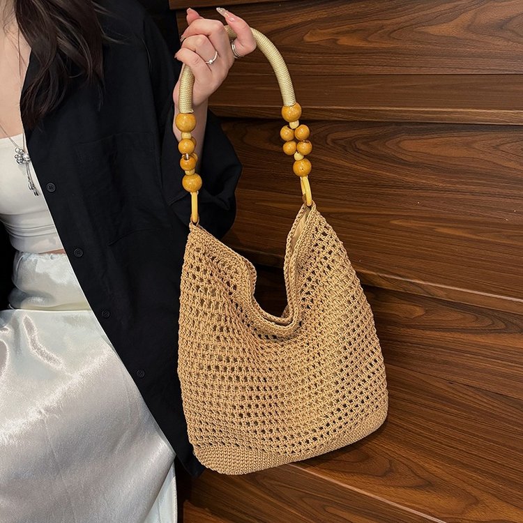 2025Summer woven bag one-size-fits-all women's bag single shoulder underarm bag magnetic clasp woven fabric